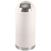 WITT Metal Push Top Dome Indoor Trash Receptacle  - 15 gallon, White